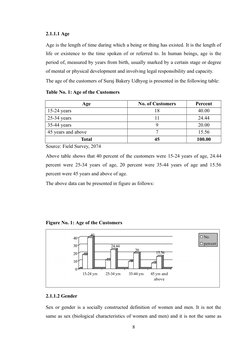 2.1.1.1 Age
Age is the length of time during which a being or thing has existed. It is the length of
life or existence to the