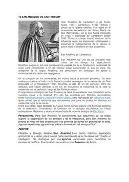 10 SAN ANSELMO DE CANTERBURY 
(San Anselmo de Canterbury o de Aosta; 
Aosta, 1033 - Canterbury, 1109) Teólogo y 
doctor de la