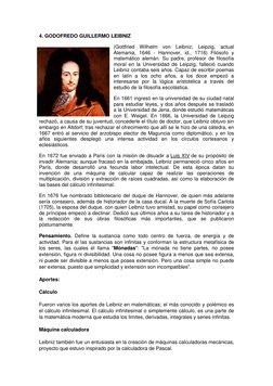 4. GODOFREDO GUILLERMO LEIBNIZ 
(Gottfried Wilhelm von Leibniz; Leipzig, actual 
Alemania, 1646 - Hannover, id., 1716) Filóso
