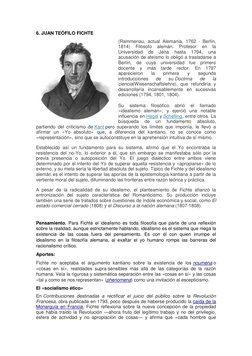 6. JUAN TEÓFILO FICHTE 
(Rammenau, actual Alemania, 1762 - Berlín, 
1814) 
Filósofo 
alemán. 
Profesor 
en 
la 
Universidad