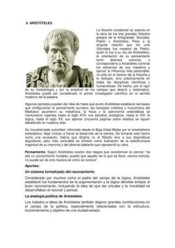 9. ARISTÓTELES 
La filosofía occidental se asienta en 
la obra de los tres grandes filósofos 
griegos de la Antigüedad: Sócr