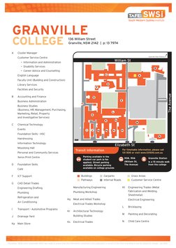 Transit Information
Parking available in the 
student car park (a fee 
applies). Street parking
available. Bicycle parking 
a