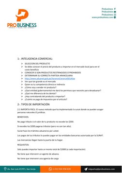 1-. INTELIGENCIA COMERCIAL: 
 SELECCION DEL PRODUCTO  
 Se debe conocer el precio del producto a import