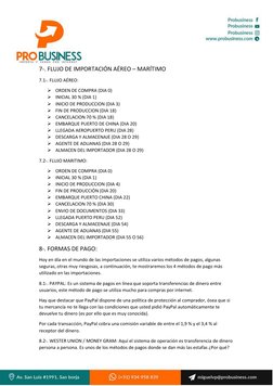 7-. FLUJO DE IMPORTACIÓN AÉREO – MARÍTIMO  
7.1-. FLUJO AÉREO:  
 ORDEN DE COMPRA (DIA 0) 
 INICIAL 30 % (DIA 1) 
