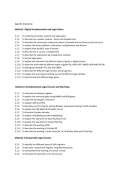 Specific Outcome: 
MODULE I Digital Fundamentals and Logic Gates. 
 
1.1.1 
To understand number systems and logic gates. 
1.