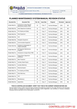 INTEGRATED MANAGEMENT SYSTEM (IMS) 
Document Title: 
Planned Maintenance System Manual (PMS) 
Document No: 
ROSB-PMS 
Issue D