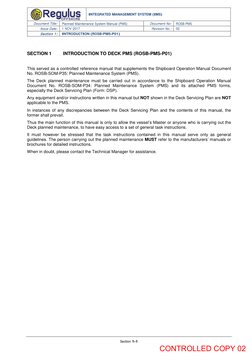 INTEGRATED MANAGEMENT SYSTEM (IMS) 
Document Title: 
Planned Maintenance System Manual (PMS) 
Document No: 
ROSB-PMS