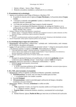 Eclesiología: Irel, 2009-10
1
Interno: clérigos – laicos y Papa –Obispos
2
Relación con poderes mundanos y actitud ante los n