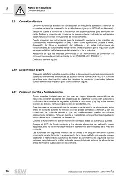 2
Notas de seguridad
Conexión eléctrica
10
Instrucciones de funcionamiento V3 – MOVITRAC® B
2.9
Conexión eléctrica
Observe du
