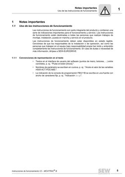 1
Notas importantes
Uso de las instrucciones de funcionamiento
Instrucciones de funcionamiento V3 – MOVITRAC® B
5
1
Notas imp