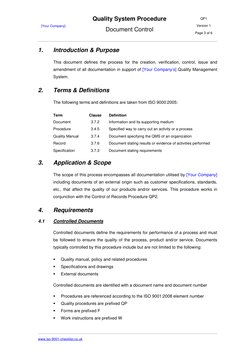 ISO 9001 Document Control Procedure | PDF | Document | Specification ...