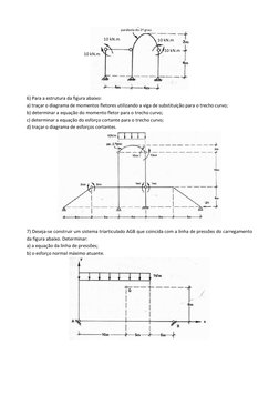 6) Para a estrutura da figura abaixo: 
a) traçar o diagrama de momentos fletores utilizando a viga de substituição para o t