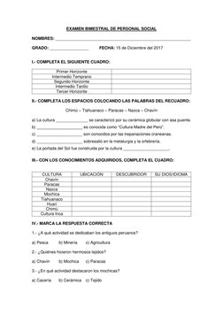 EXAMEN BIMESTRAL DE PERSONAL SOCIAL 
 
NOMBRES: ___________________________________________________________ 
 
GRADO: _______