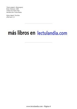 Título original:  (Hototogisu)
Roka Tokutomi, 1898
Traducción: Rumi Satō
Introducción: Carlos Rubio
Editor digital: Titivillu