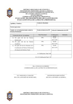 REPÚBLICA BOLIVARIANA DE VENEZUELA
MINISTERIO DEL PODER POPULAR PARA LA DEFENSA
UNIVERSIDAD NACIONAL EXPERIMENTAL POLITÉCNICA