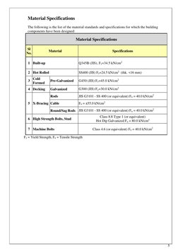 5 
 
Material Specifications 
 
The following is the list of the material standards and specifications for which the building