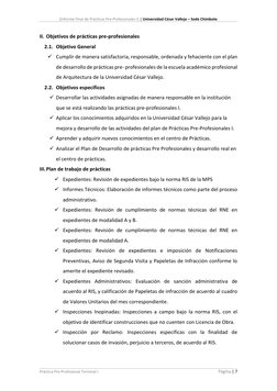 [Informe Final de Prácticas Pre-Profesionales I] | Universidad César Vallejo – Sede Chimbote 
 
 
 
Práctica Pre-Profesional