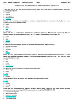 SHOCK TRAUMA, EMERGENCIA Y TERAPIA INTENSIVA 
   Pág. 1 
USAMEDIC 2018        
 
MACRODISCUSION Nº 01 DE SHOCK TRAUMA, EMERGE