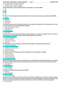 SHOCK TRAUMA, EMERGENCIA Y TERAPIA INTENSIVA 
   Pág. 3 
USAMEDIC 2018        
c) 
Hemorrágico, distributivo, cardiogénico, n