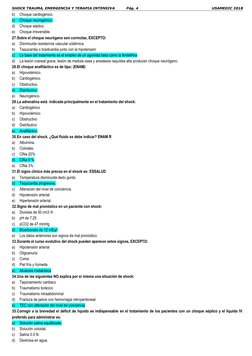 SHOCK TRAUMA, EMERGENCIA Y TERAPIA INTENSIVA 
   Pág. 4 
USAMEDIC 2018        
b) Choque cardiogénico. 
c) 
Choque neurogénic