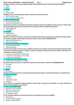 SHOCK TRAUMA, EMERGENCIA Y TERAPIA INTENSIVA 
   Pág. 7 
USAMEDIC 2018        
53. Relativo a la anterior, ¿en cuál de los si