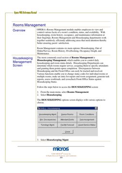 Rooms Management Housekeeping - Opera PMS User Guide Version 4 PDF ...