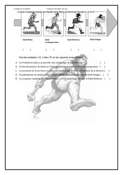 Colegio el Carmelo                                Ciencias Sociales 1ro sec 
   Ordena cronológicamente las Edades de la Hist