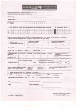 FOR OPENING/RENEWAL OF TERM DEPOSIT
FOR CUSTOMER HAVING ACCOUNT IN THE BANK
The Manager,
Branch Office
\ccount No.
(16 diqits