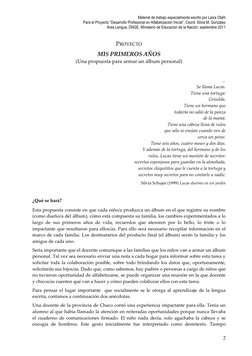 Material de trabajo especialmente escrito por Laiza Otañi  
Para el Proyecto “Desarrollo Profesional en Alfabetización Inicia