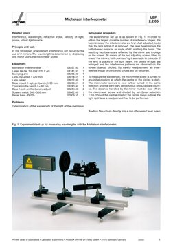Michelson Interferometer Setup Guide | PDF | Interferometry | Wavelength