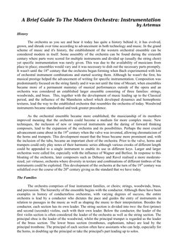 A Brief Guide To The Modern Orchestra: Instrumentation
by Artemus
History
The orchestra as you see and hear it today has quit