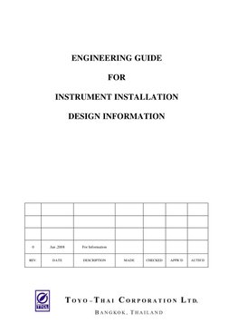 ENGINEERING GUIDE 
 
FOR 
 
INSTRUMENT INSTALLATION 
 
DESIGN INFORMATION