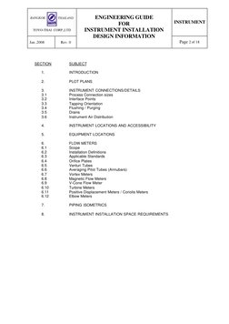 INSTRUMENT 
Jan ,2008 
Rev. 0 
 
ENGINEERING GUIDE 
FOR 
INSTRUMENT INSTALLATION 
DESIGN INFORMATION 
 
Page 2 of 18