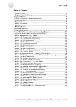 Page 1 of 53 
 
Revised Curriculum of M.Sc. IT: Applicable from Fall 2013 |    Dept of CS & IT, UOS 
 
Table of Contents 
Pro