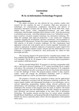 Page 2 of 53 
 
Revised Curriculum of M.Sc. IT: Applicable from Fall 2013 |    Dept of CS & IT, UOS 
 
Curriculum 
for 
M. Sc