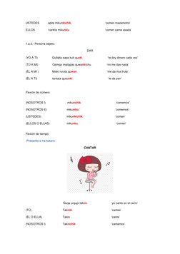 USTEDES           apita mikunkichik.                                          ‘comen mazamorra’ 
 
ELLOS                 kank