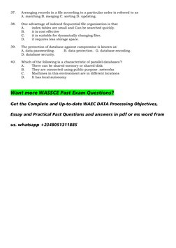 WAEC Data Processing Past Questions 2018 | PDF | Databases | Computing