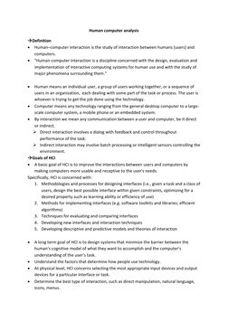 Human computer analysis 
Definition 
 Human–computer interaction is the study of interaction between humans (users) and 
co