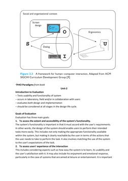 HCI Paradigms from book 
Unit-2 
Introduction to Evaluation 
– Tests usability and functionality of system 
– occurs in la
