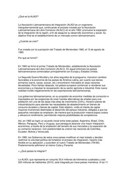 ¿Qué es la ALADI? 
 
La Asociación Latinoamericana de Integración (ALADI es un organismo 
intergubernamental que, continuando