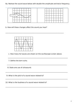 Grade 7 Sound Worksheet with Answers | PDF | Sound | Waves