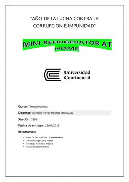 “AÑO DE LA LUCHA CONTRA LA 
CORRUPCION E IMPUNIDAD” 
 
 
 
 
 
 
 
 
 
 
 
 
 
 
Curso: Termodinámica 
Docente: WILFREDO VICT
