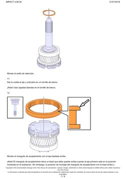 Montar el anillo de retención.
11
Dar la vuelta al eje y colocarlo en un tornillo de banco.
¡Nota! Usar zapatas blandas en el