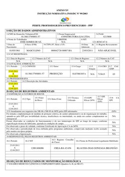 ANEXO XV 
INSTRUÇÃO NORMATIVA INSS/DC Nº 99/2003 
 
 
 
PERFIL PROFISSIOGRÁFICO PREVIDENCIÁRIO – PPP 
 
I-SEÇÃO DE DADOS AD