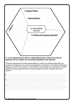 2.- Lee el siguiente texto sobre la religiosidad popular, elige tres formas de 
expresión d