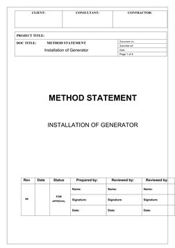 Generator Installation Method Statement | PDF | Economic Sectors | Business