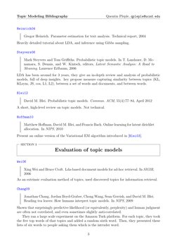 Topic Modeling Bibliography
Quentin Pleple, qpleple@ucsd.edu
Heinrich04
Gregor Heinrich. Parameter estimation for text analys