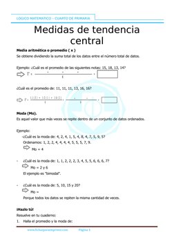 Estadística para Cuarto de Primaria | PDF | Significado aritmetico ...