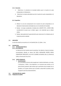 2.2.1.  Generales 

  Determinar  el  contenido  de  humedad  óptima  para  la  muestra  de  suelo
compactada en el laborato
