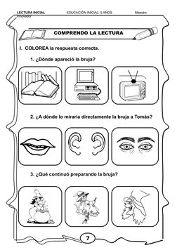 LECTURA INICIAL                      EDUCACIÓN INICIAL: 5 AÑOS                         Maestro 
Innovador
I. COLOREA la respu